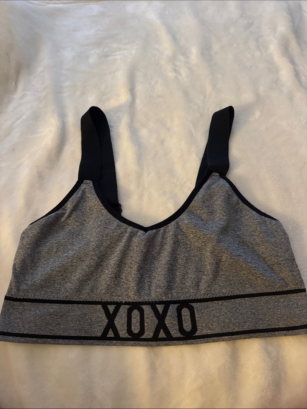XOXO Gray & Black Athletic Sports Bralette